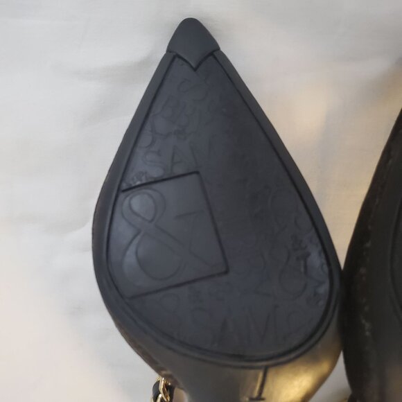 Sam & Libby Black/Gold Snake Print Ankle Chain Stiletto Heels Pumps Women's Sz 8 - Picture 10 of 12